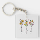 "Geloof-hoop-liefde" | Inspirerend bloemenontwerp Sleutelhanger (Voorkant)