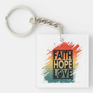 Geloof hoop liefde inspirerende motiverende vers sleutelhanger