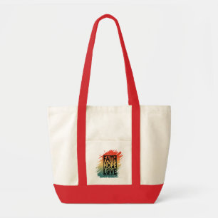 Geloof hoop liefde inspirerende motiverende vers tote bag