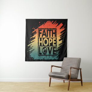 Geloof hoop liefde inspirerende motiverende verzen wandkleed