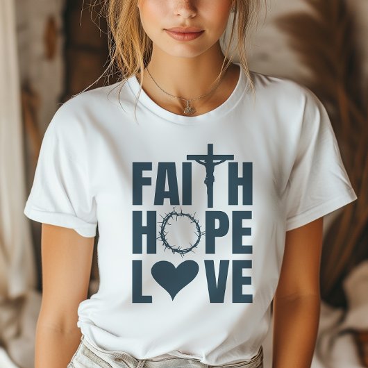 Geloof Hoop Liefde Jezus Christelijke Religie T-shirt