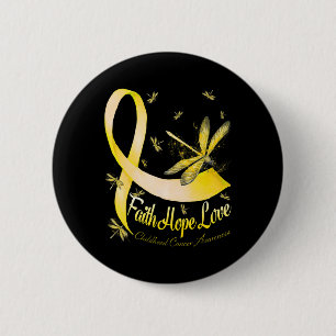 Geloof Hoop Liefde Kinderkanker Bewustzijn Libel Ronde Button 5,7 Cm