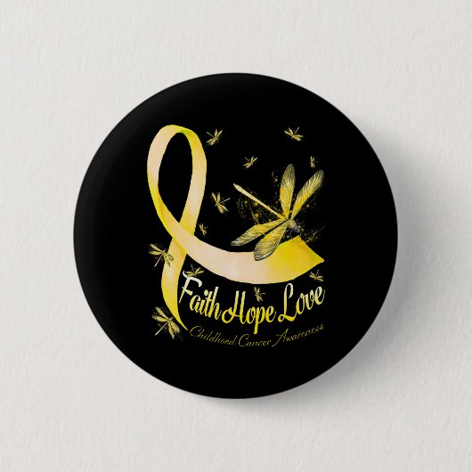 Geloof Hoop Liefde Kinderkanker Bewustzijn Libel Ronde Button 5,7 Cm (Voorkant)
