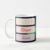 Geloof, hoop, liefde koffiemok (Links)