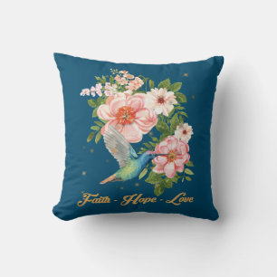 Geloof Hoop Liefde Kolibrie Afbeelding Vogel Print Kussen