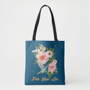 Geloof Hoop Liefde Kolibrie Afbeelding Vogel Print Tote Bag