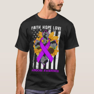 Geloof Hoop Liefde Kruis en Vlag Overdosis Bewustz T-shirt