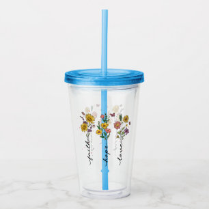 Geloof, hoop, liefde - Levendig Bloemen Inspireren Acryl Drinkbeker