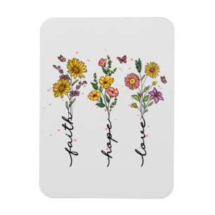 Geloof, hoop, liefde - Levendig Bloemen Inspireren Magneet
