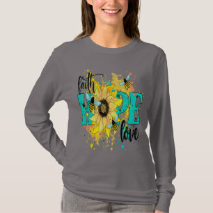 Geloof Hoop Liefde met Zonnebloemen T-shirt