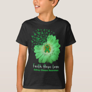 Geloof Hoop Liefde Nierziekte Bewustzijn Groene Li T-shirt