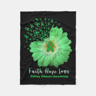 Geloof Hoop Liefde Nierziekte Bewustzijn Groene Ri Fleece Deken
