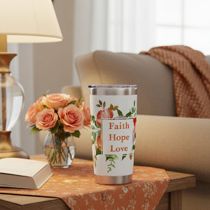 Geloof hoop liefde oranje waterverf bloemen Monogr Geïsoleerde Drinkbeker