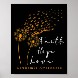 Geloof Hoop Liefde' Paardenbloem Oranje Lint Leuke Poster