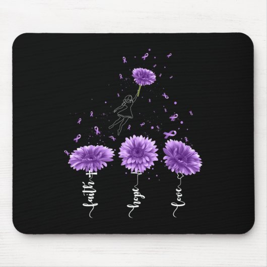 Geloof Hoop Liefde Paarse Zonnebloem Overdosis Bew Muismat (Voorkant)