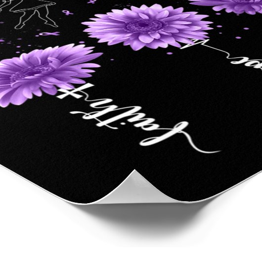 Geloof Hoop Liefde Paarse Zonnebloem Overdosis Bew Poster (Hoek)