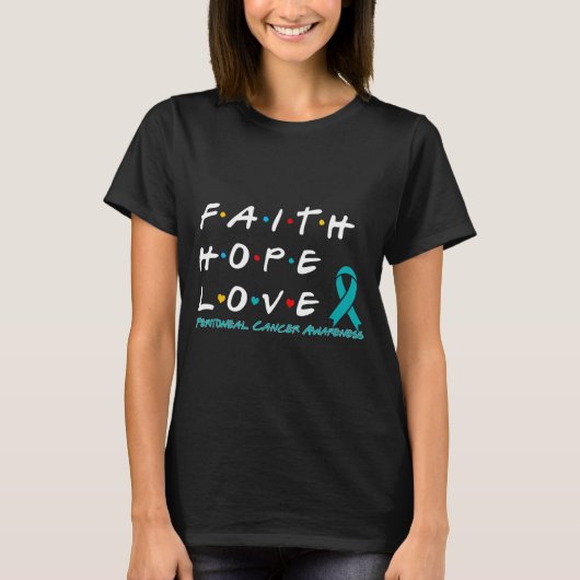 Geloof Hoop Liefde Peritoneale Kanker Overlevende T-shirt (Voorkant)