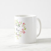 Geloof Hoop Liefde Roze Waterverf Bloemen Hart Koffiemok (Voorkant rechts)