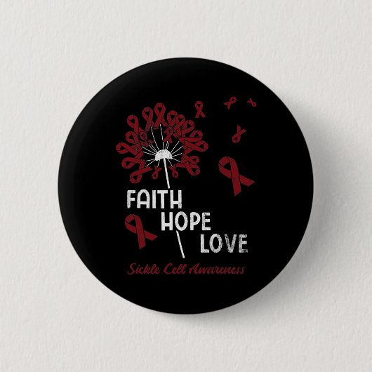Geloof Hoop Liefde Sikkelcel Bewustzijn 1 Ronde Button 5,7 Cm (Voorkant)