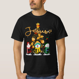 Geloof Hoop Liefde Sneeuwman Jezus Grappige Kerstm T-shirt