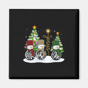 Geloof Hoop Liefde Sneeuwman Jezus Leuk Kerst Krui Magneet