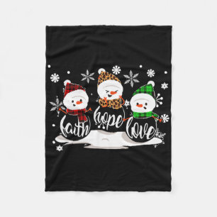 Geloof Hoop Liefde Sneeuwman Kerstmis Pyjama Schat Fleece Deken