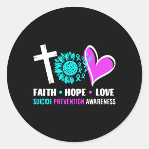 Geloof Hoop Liefde Steun Preventie Bewustzijn Ronde Sticker