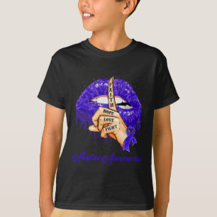 Geloof Hoop Liefde Strijd Blauwe Lint Ataxie Bewus T-shirt