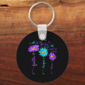 Geloof Hoop Liefde Vlinder Daisy Zelfmoordpreventi Sleutelhanger (Voorkant)