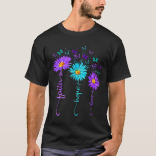 Geloof Hoop Liefde Vlinder Daisy Zelfmoordpreventi T-shirt