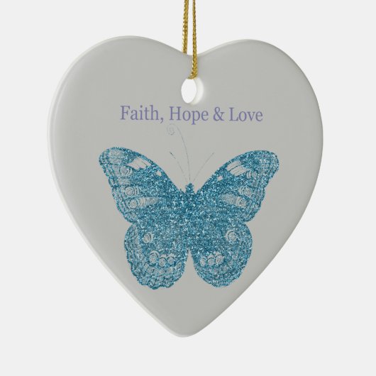 Geloof, hoop, liefde vlinder keramisch ornament (Rechts)