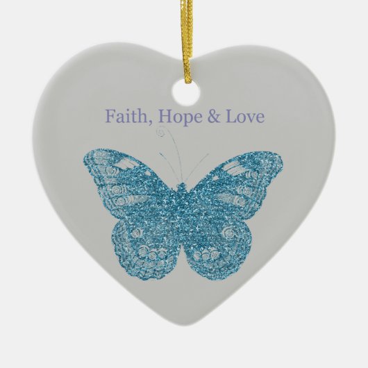 Geloof, hoop, liefde vlinder keramisch ornament (Voorkant)
