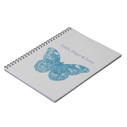 Geloof, hoop, liefde vlinder notitieboek (Linkerzijde)