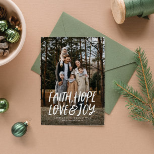 Geloof hoop liefde vreugde religieus kerst foto feestdagenkaart