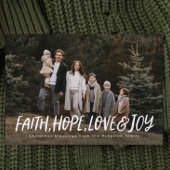 Geloof hoop liefde vreugde religieuze kerstfoto feestdagenkaart
