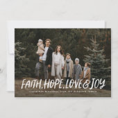 Geloof hoop liefde vreugde religieuze kerstfoto feestdagenkaart (Voorkant)