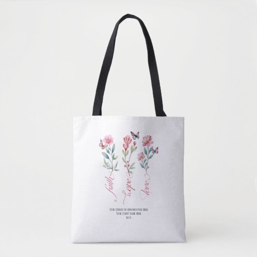 Geloof Hoop Liefde Wildbloemen Kerk Bijbel Aangepa Tote Bag (Voorkant)