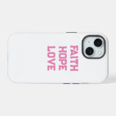 Geloof Hoop Liefde wit roze iPhone 15 Case (Achterkant horizontaal)