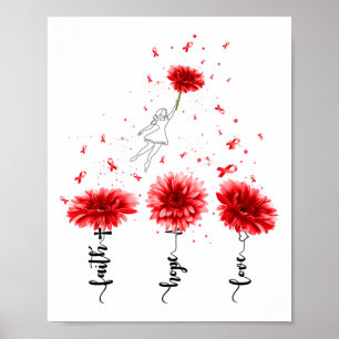 Geloof Hoop Liefde Zonnebloem Hartziekte Bewustzij Poster