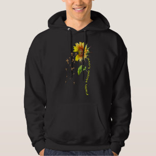 Geloof Hoop Liefde Zonnebloem Jezus Kruis Christel Hoodie