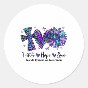 Geloof Hoop Liefde Zonnebloem Luipaard Zelfmoord B Ronde Sticker