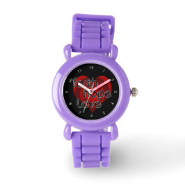 Geloof Hoop Liefde, Zwart/Rood Hart Horloge