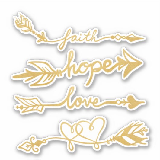Geloof, hoop, liefdespijlen sticker (Voorkant)