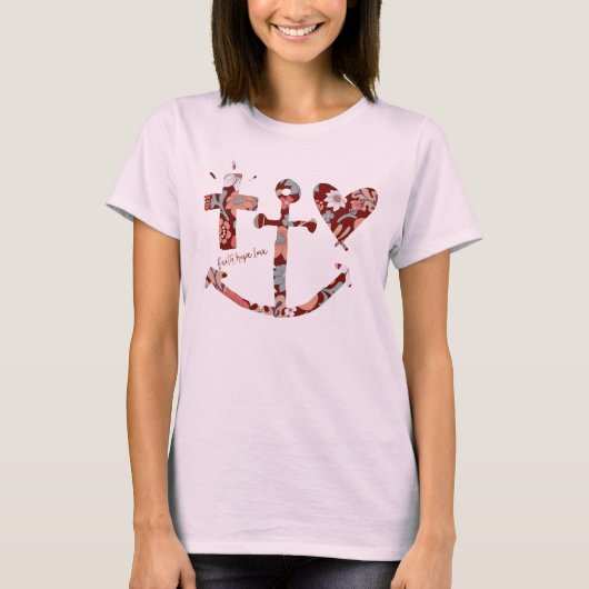 Geloof, hoop, liefdessymbolen t-shirt (Voorkant)