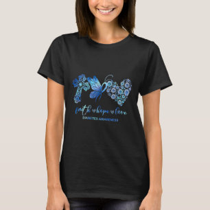 Geloof Hoop Vecht Liefde Zonnebloem Diabetes Aware T-shirt
