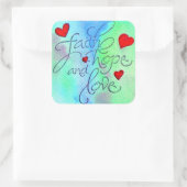 geloof hoop vierkante sticker (Tas)