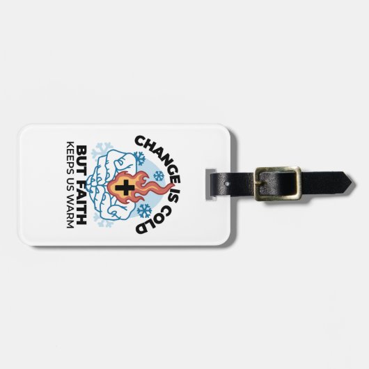 Geloof houdt ons warm - verheffend winterkunstwerk bagagelabel (Voorkant horizontaal)