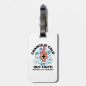 Geloof houdt ons warm - verheffend winterkunstwerk bagagelabel (Achterkant verticaal)