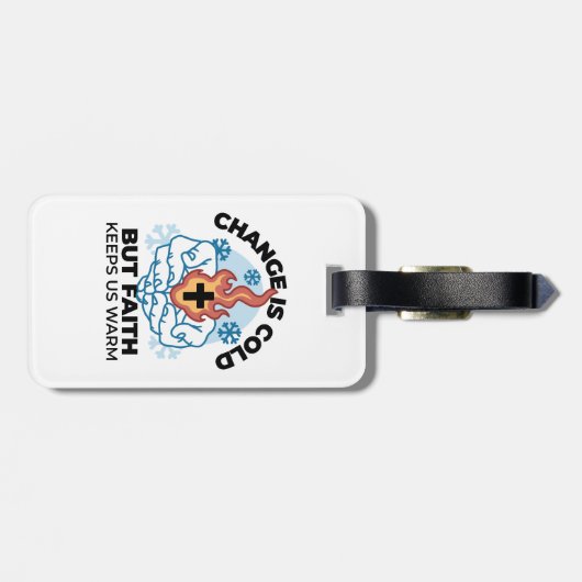 Geloof houdt ons warm - verheffend winterkunstwerk bagagelabel (Achterkant horizontaal)