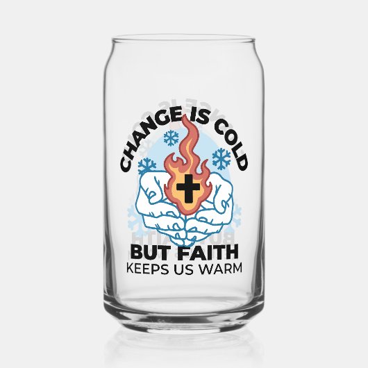 Geloof houdt ons warm - verheffend winterkunstwerk blikvorm glas (Voorkant)